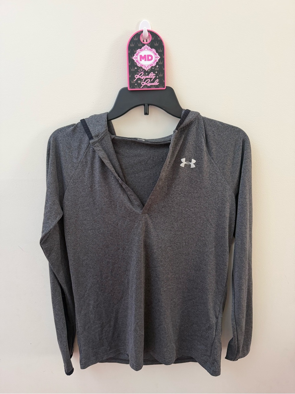 Under Armour Women's Dark Gray Hooded Long-Sleeve Training Top